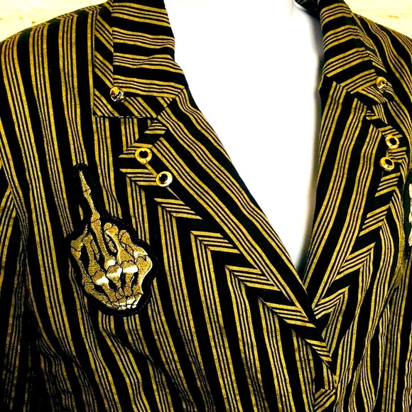 ☠️ Sarcastic Spine Pinstripe Blazer ☠️ - Picture 6 of 16